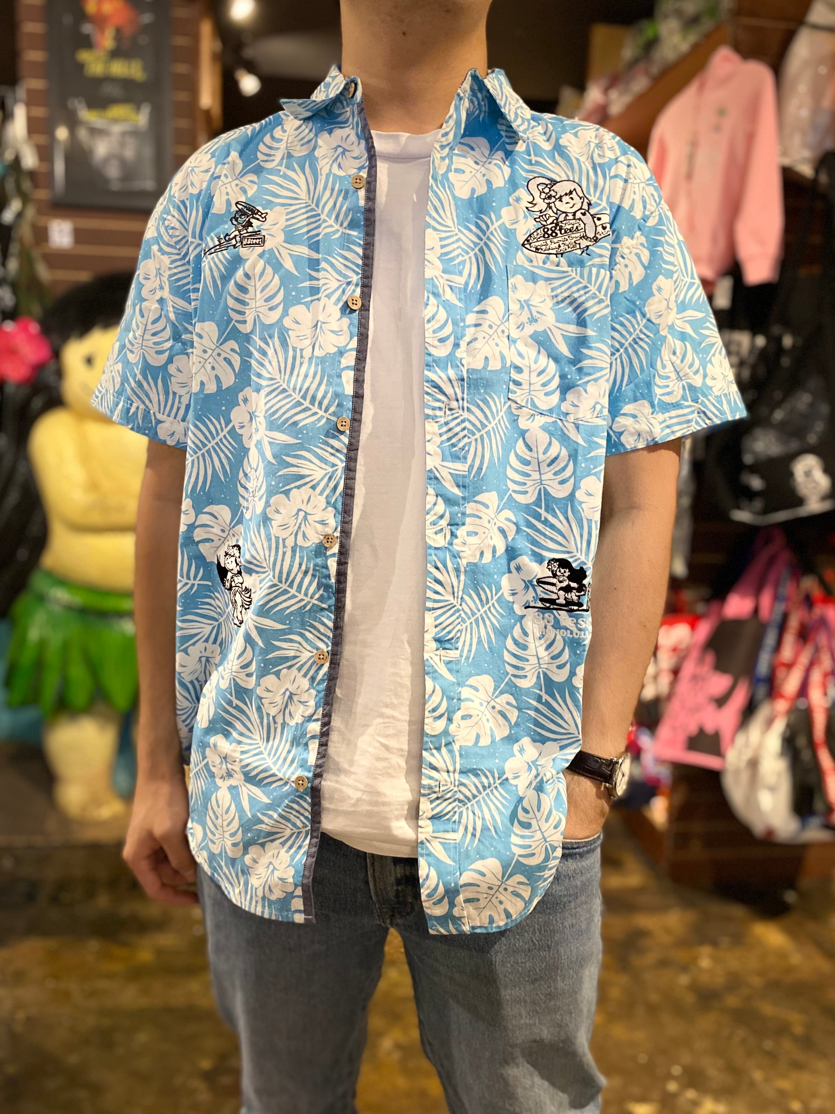 Blue Polynesian Hawaiian Shirt Aloha Button Down Shirt 