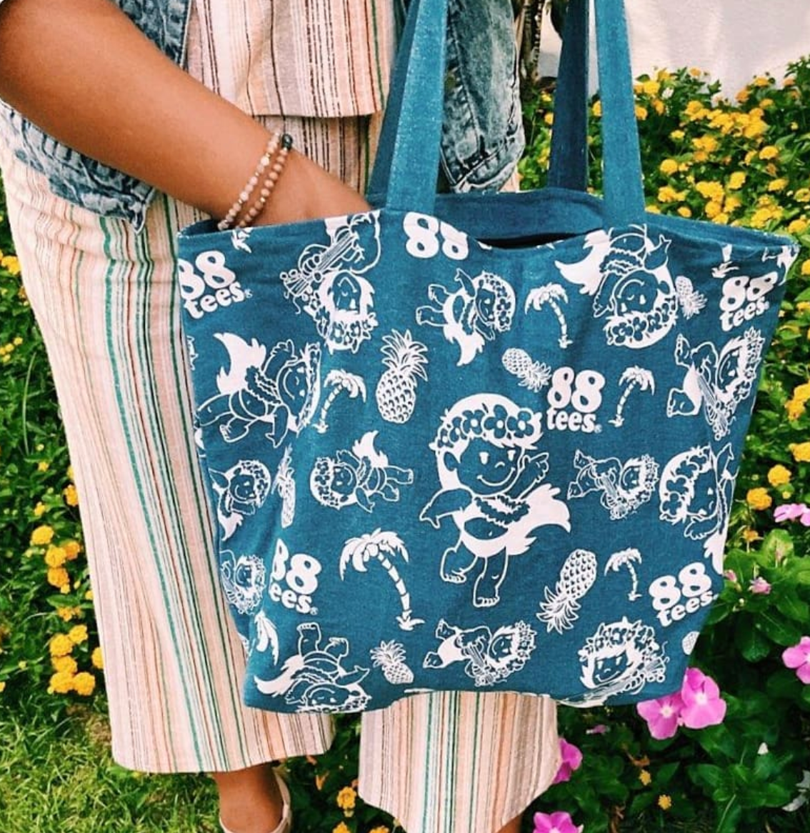 YAYA ALL OVER DENIM ZIPPER TOTE BAG – 88 Tees - Honolulu, Hawaii YAYA ALL OVER DENIM ZIPPER TOTE BAG – 88 Tees - Honolulu, Hawaii